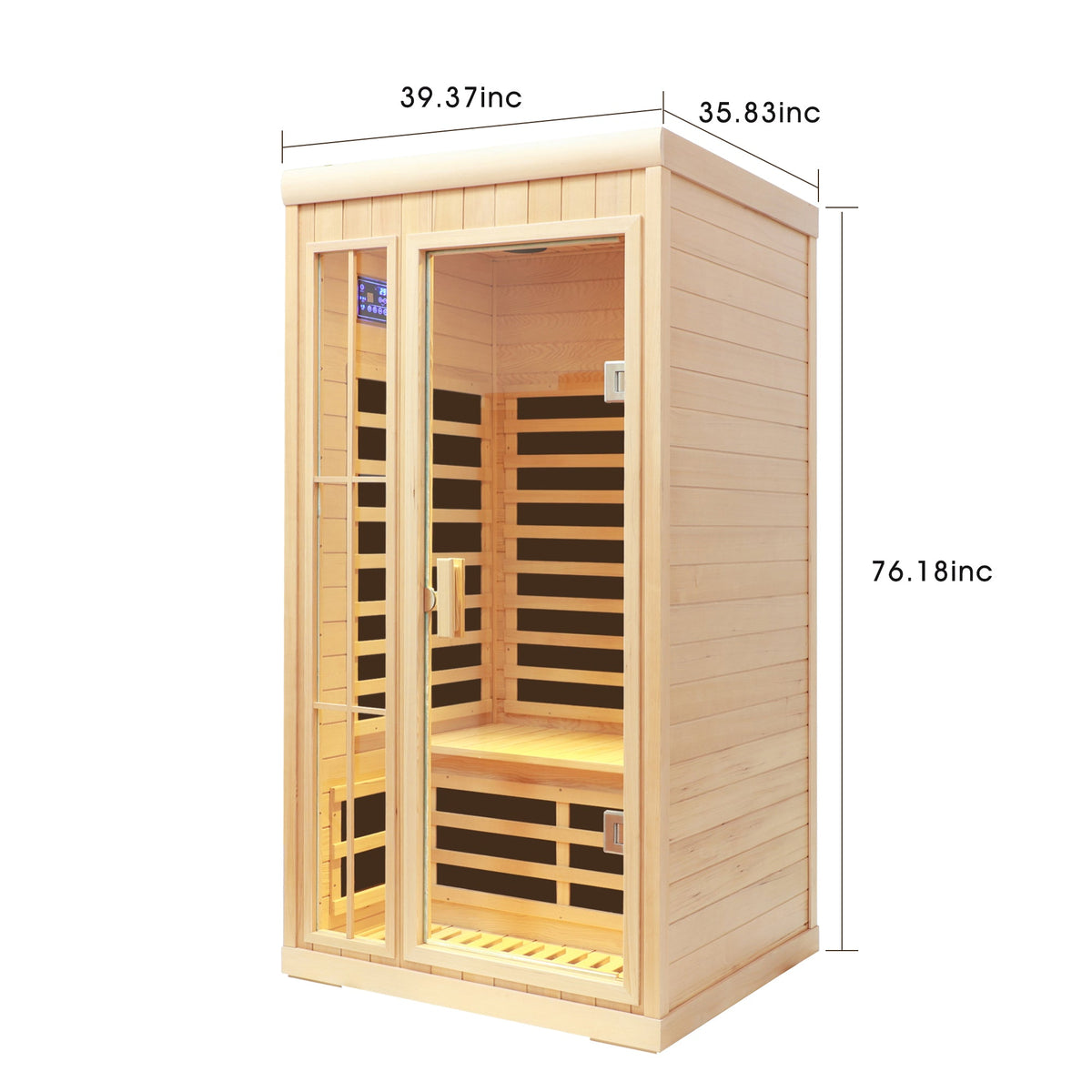 Deluxe One Person Far Infrared Hemlock Sauna Room with LED Lights - Hemlock