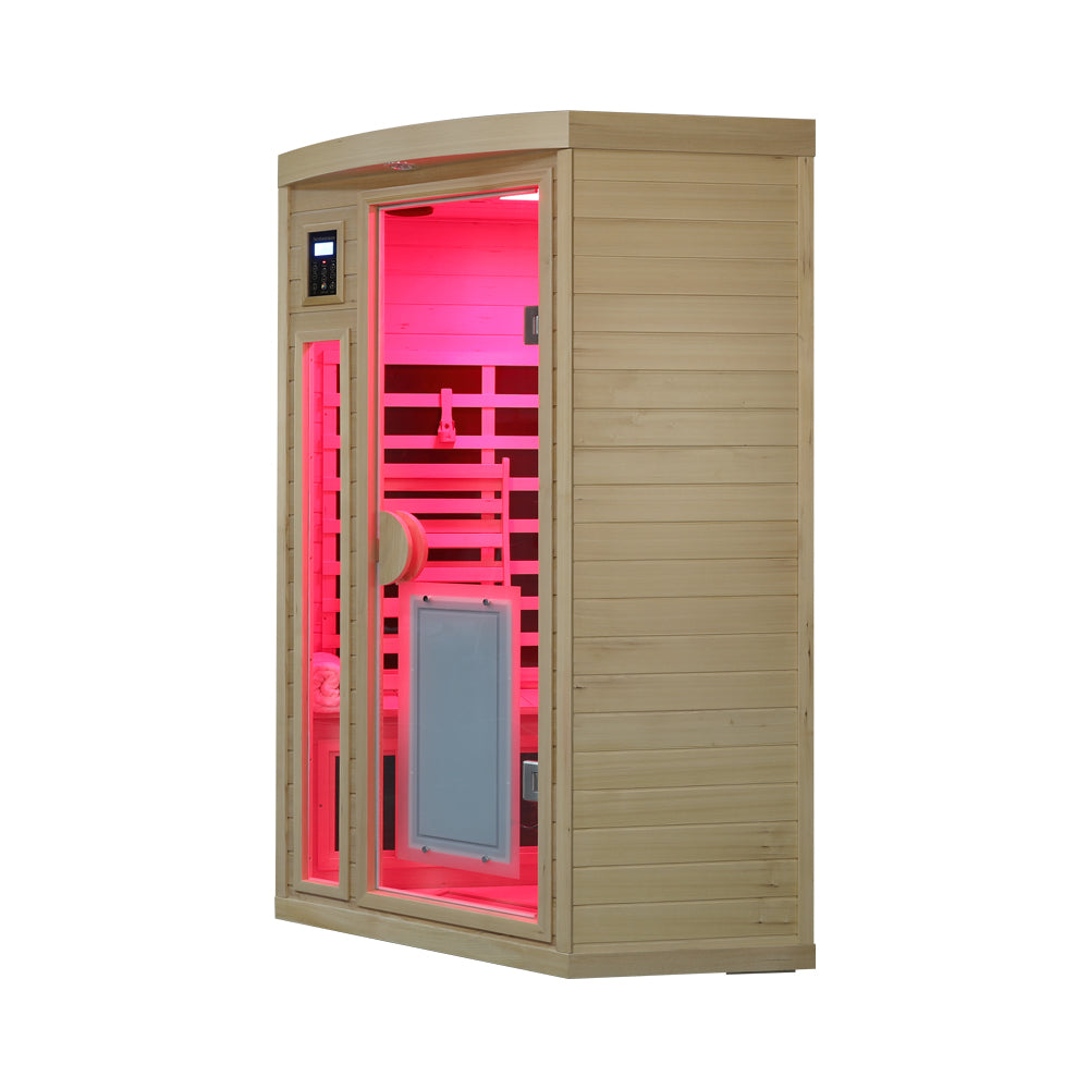 Hemlock Pentagonal Indoor Far Infrared Sauna Room with Digital Controls - Natural Hemlock