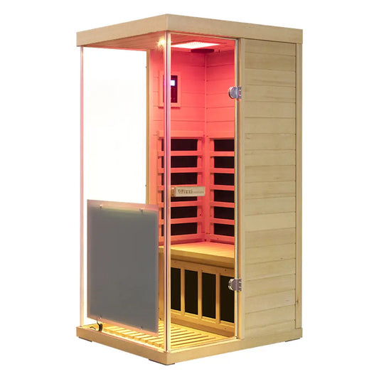 Wizzisauna Mini 1 Person Infrared Sauna 3 Sides Large glass panels
