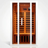2 Person Extendable FAR Infrared Sauna for Home, Hemlock Wood Low EMF 6 Carbon Heaters Indoor Saunas with LED Lights, Bluetooth Speaker, Digital Control Panel, and Seating Bench — Studio Shot