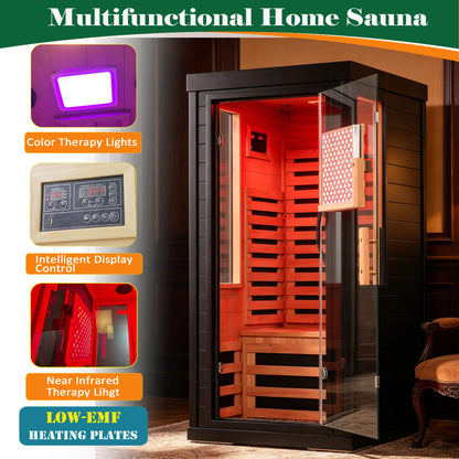Aurelo 2-Person Low EMF Indoor Infrared Sauna With Red Light Therapy (SAK37542)
