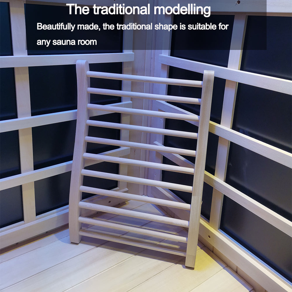 Hemlock Round Stick Sauna Backrest with Ergonomic Support - Natural Wood
