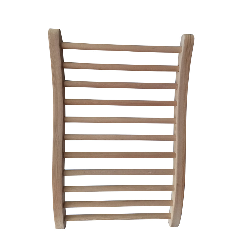 Hemlock Round Stick Sauna Backrest with Ergonomic Support - Natural Wood