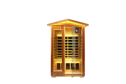 Two-Person Far-Infrared Outdoor Sauna with Carbon Heating Panels - Solid Wood