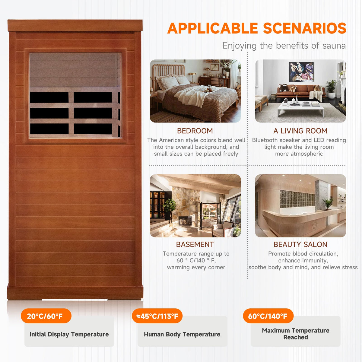 Solid Wood Infrared Sauna Room with Broad-Spectrum Heating Plates - Natural