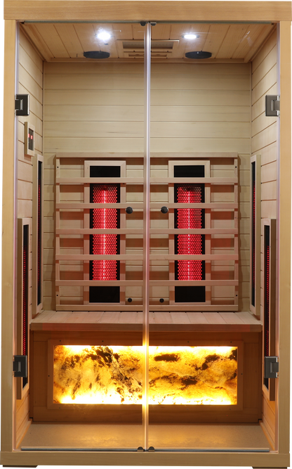 Two Person Hemlock Wood Far-Infrared Sauna Room with Digital Control Panel
