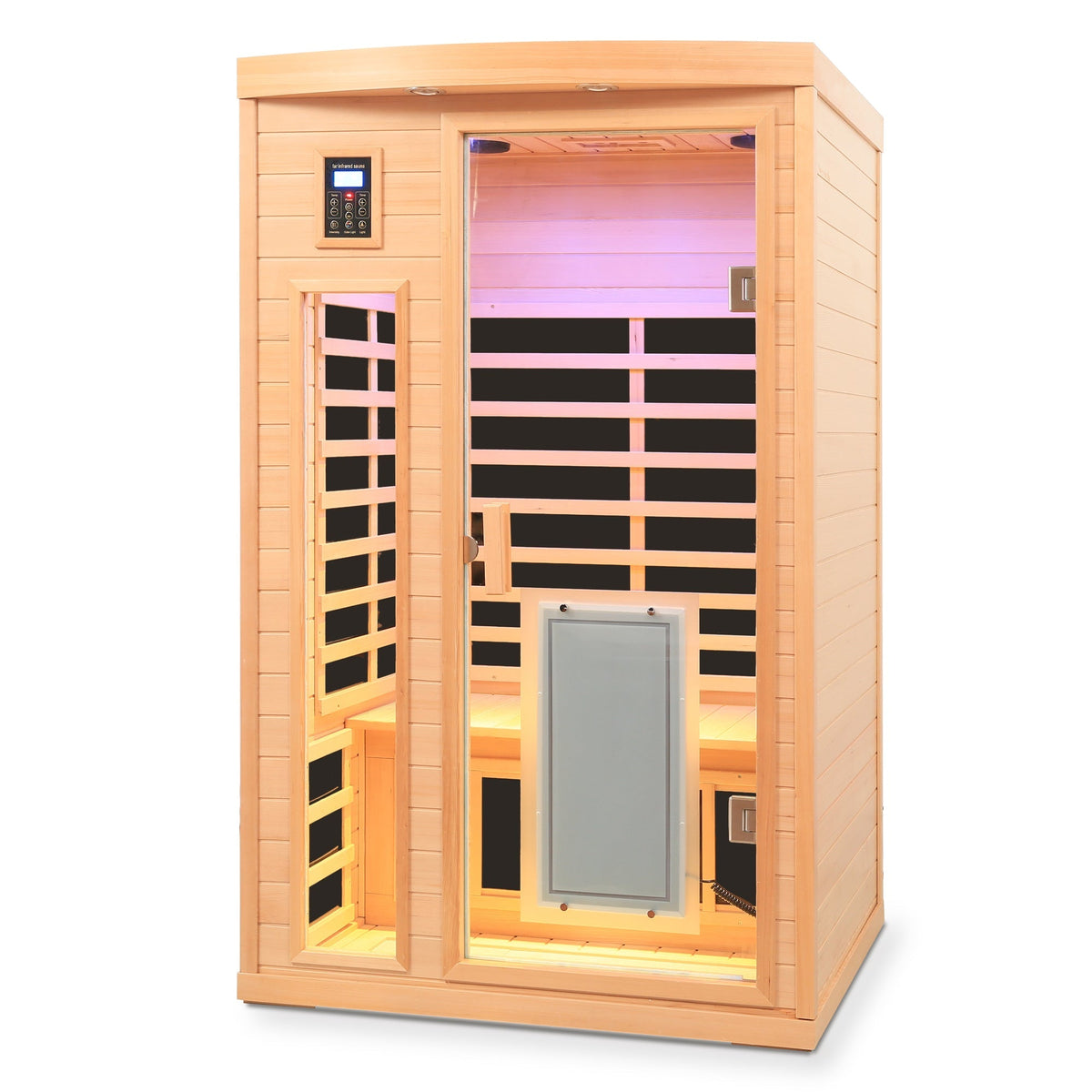 Low EMF Hemlock Wood Two Person Infrared Sauna Room with Touch Control and Glass Door