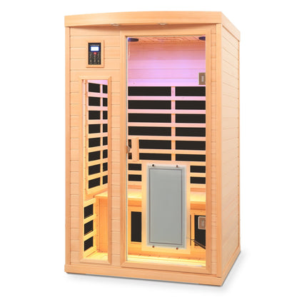 Low EMF Hemlock Wood Two Person Infrared Sauna Room with Touch Control and Glass Door