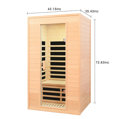 Hemlock Far Infrared Roof Embedded Indoor Sauna Room with LCD Controls - Light Brown