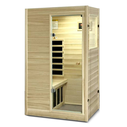 Far Infrared Sauna Room with 5 Heating Panels - Wood and Glass