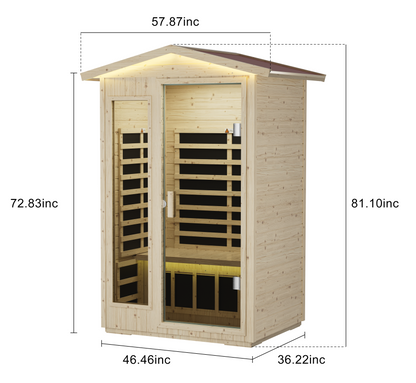 Far Infrared Sauna Room with Digital Controls - Wood and Glass