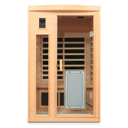 Low EMF Hemlock Wood Two Person Infrared Sauna Room with Touch Control and Glass Door