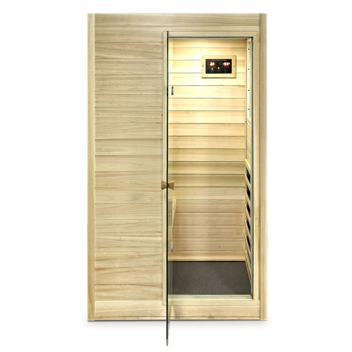 Far Infrared Sauna Room with 5 Heating Panels - Wood and Glass