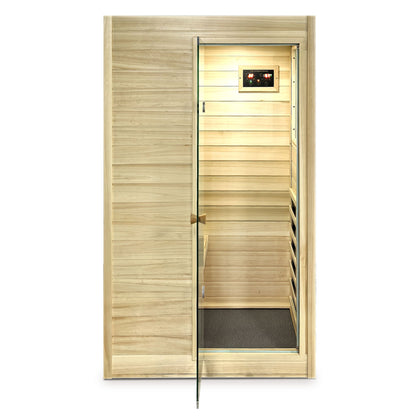 Far Infrared Sauna Room with 5 Heating Panels - Wood and Glass