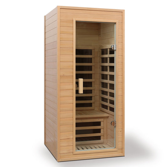 Hemlock Far Infrared Roof Embedded Indoor Sauna Room with LCD Controls - Light Brown