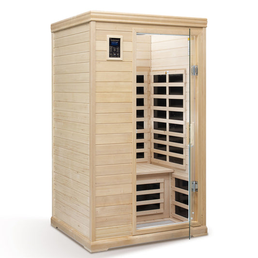 2 Person Far Infrared Hemlock Indoor Sauna Room with Bluetooth Audio - Natural