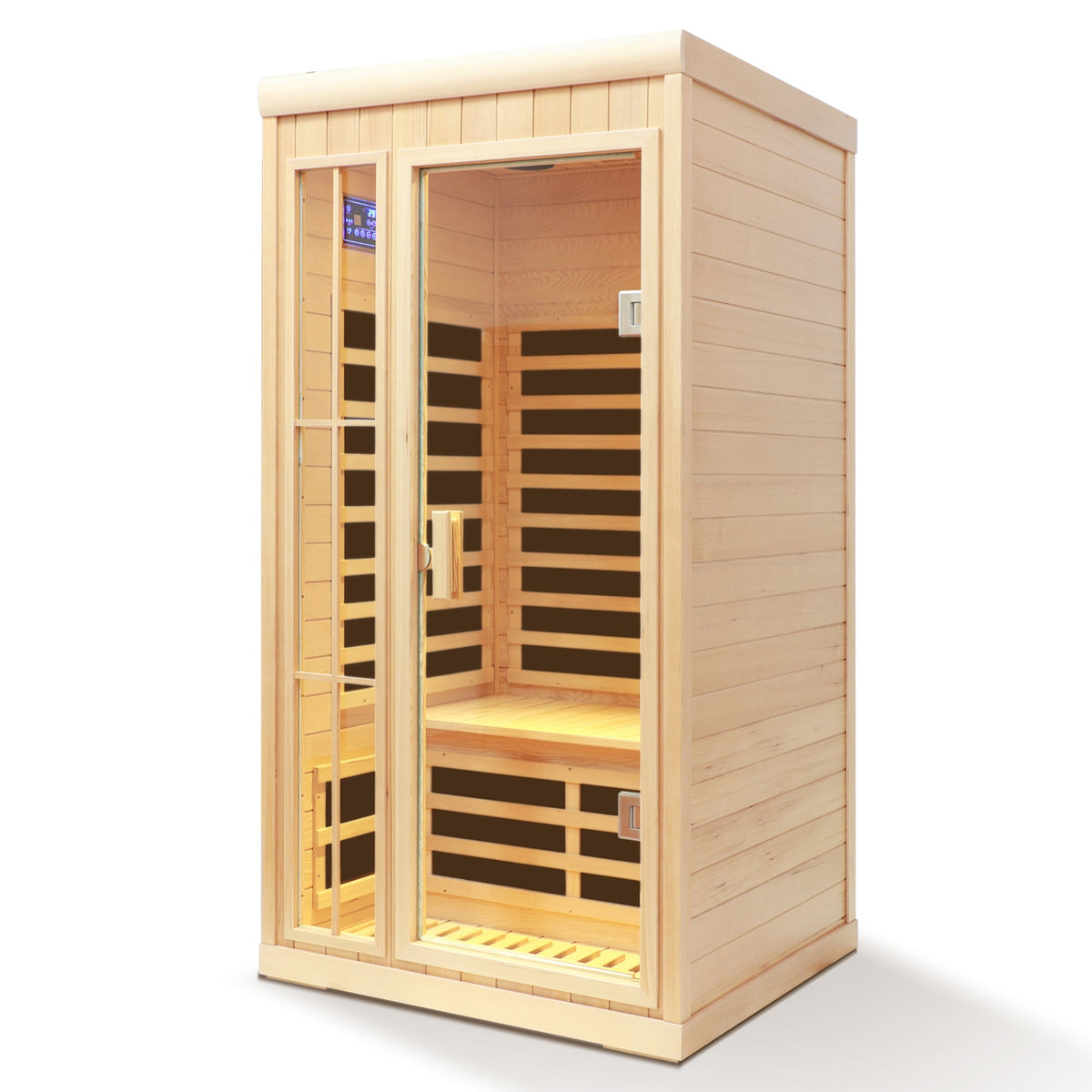 Deluxe One Person Far Infrared Hemlock Sauna Room with LED Lights - Hemlock