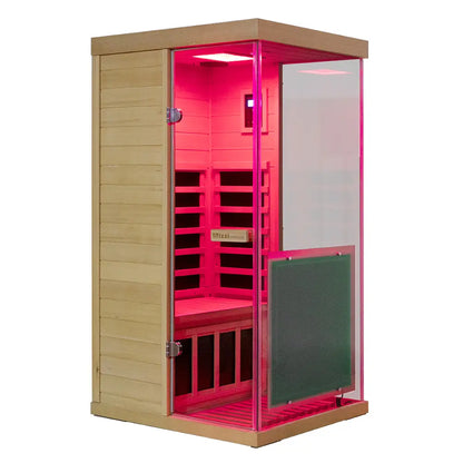 Wizzisauna Mini 1 Person Infrared Sauna 3 Sides Large glass panels