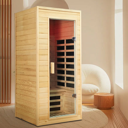 Hemlock Wood One-Person Indoor Sauna Room with Far Infrared Technology