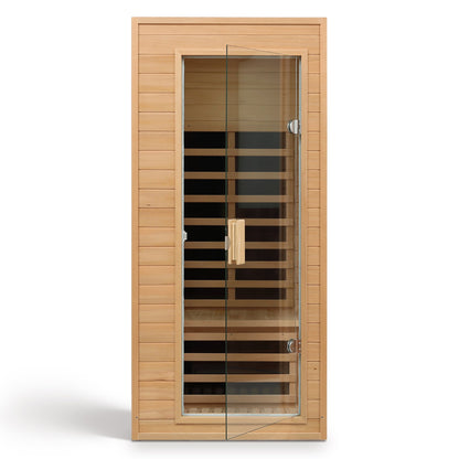 Hemlock Infrared Sauna with Bluetooth & LED Lighting - Natural Wood