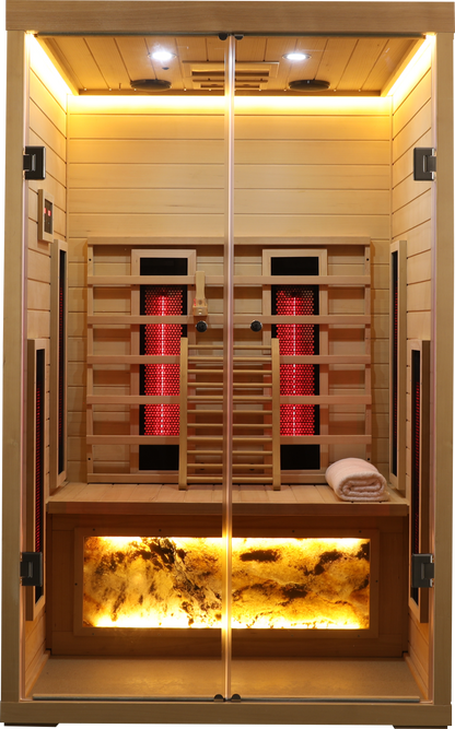 Two Person Hemlock Wood Far-Infrared Sauna Room with Digital Control Panel