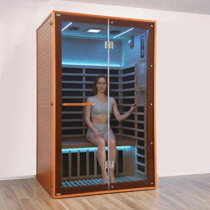 Double Sauna Room with 7 Carbon Heating Plates - Canadian Hemlock