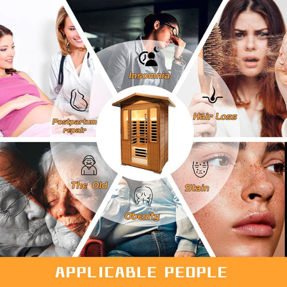 2 Person Outdoor Sauna Infrared Saunas Dry Sauna Room 1800W 120V