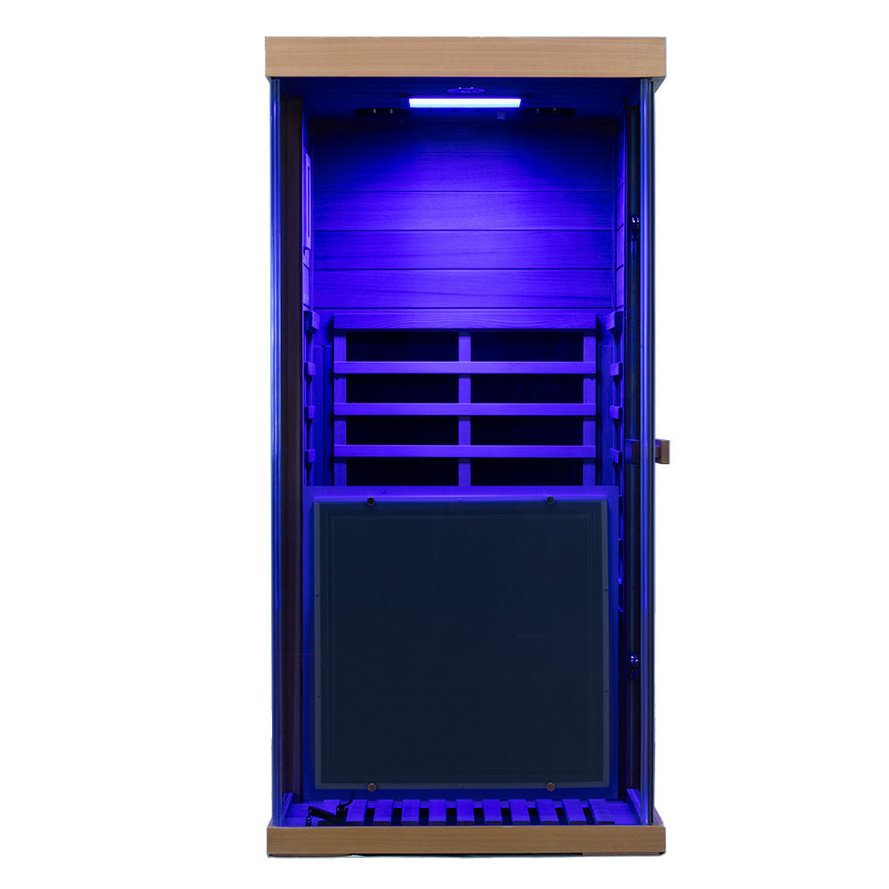 Wizzisauna Mini 1 Person Infrared Sauna 3 Sides Large glass panels