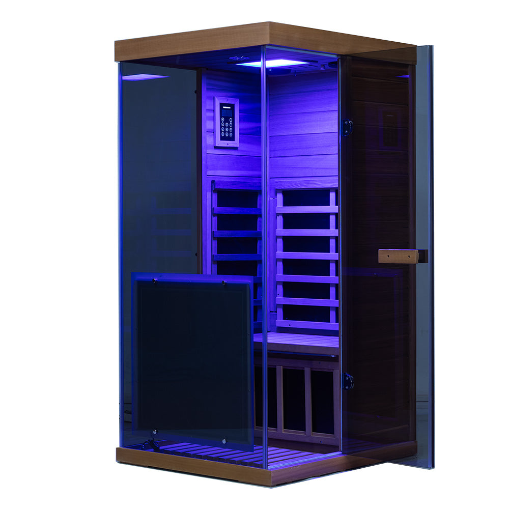 Wizzisauna Mini 1 Person Infrared Sauna 3 Sides Large glass panels