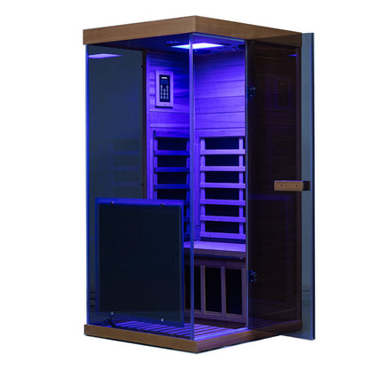 Wizzisauna Mini 1 Person Infrared Sauna 3 Sides Large glass panels