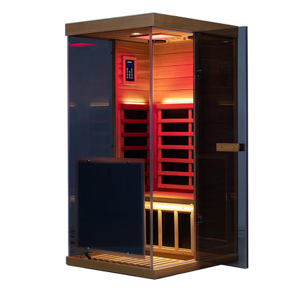 Wizzisauna Mini 1 Person Infrared Sauna 3 Sides Large glass panels