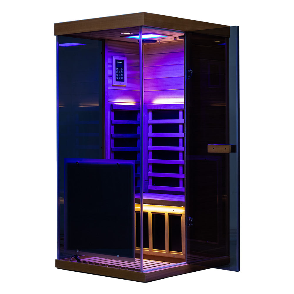 Wizzisauna Mini 1 Person Infrared Sauna 3 Sides Large glass panels