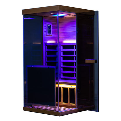 Wizzisauna Mini 1 Person Infrared Sauna 3 Sides Large glass panels