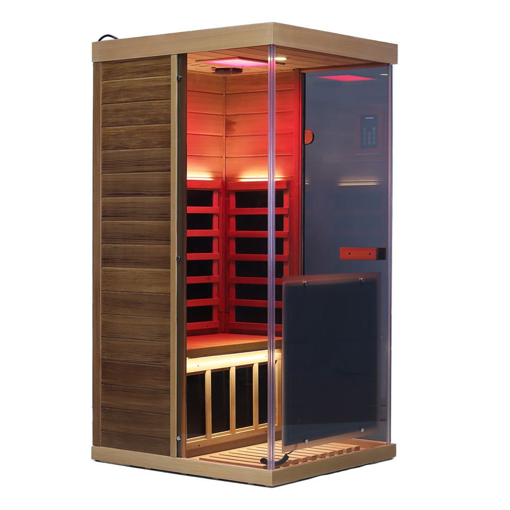 Wizzisauna Mini 1 Person Infrared Sauna 3 Sides Large glass panels
