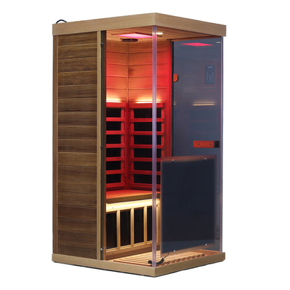 Wizzisauna Mini 1 Person Infrared Sauna 3 Sides Large glass panels