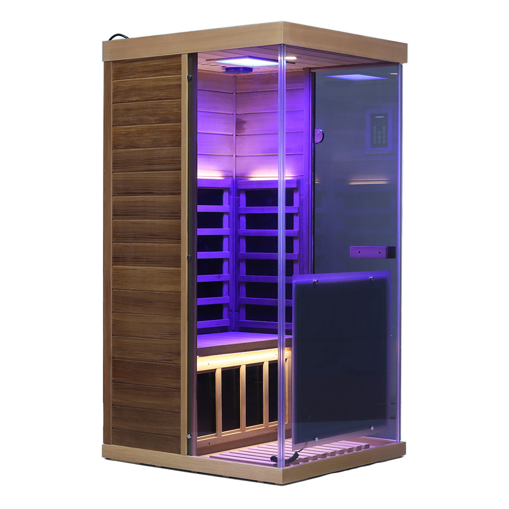 Wizzisauna Mini 1 Person Infrared Sauna 3 Sides Large glass panels