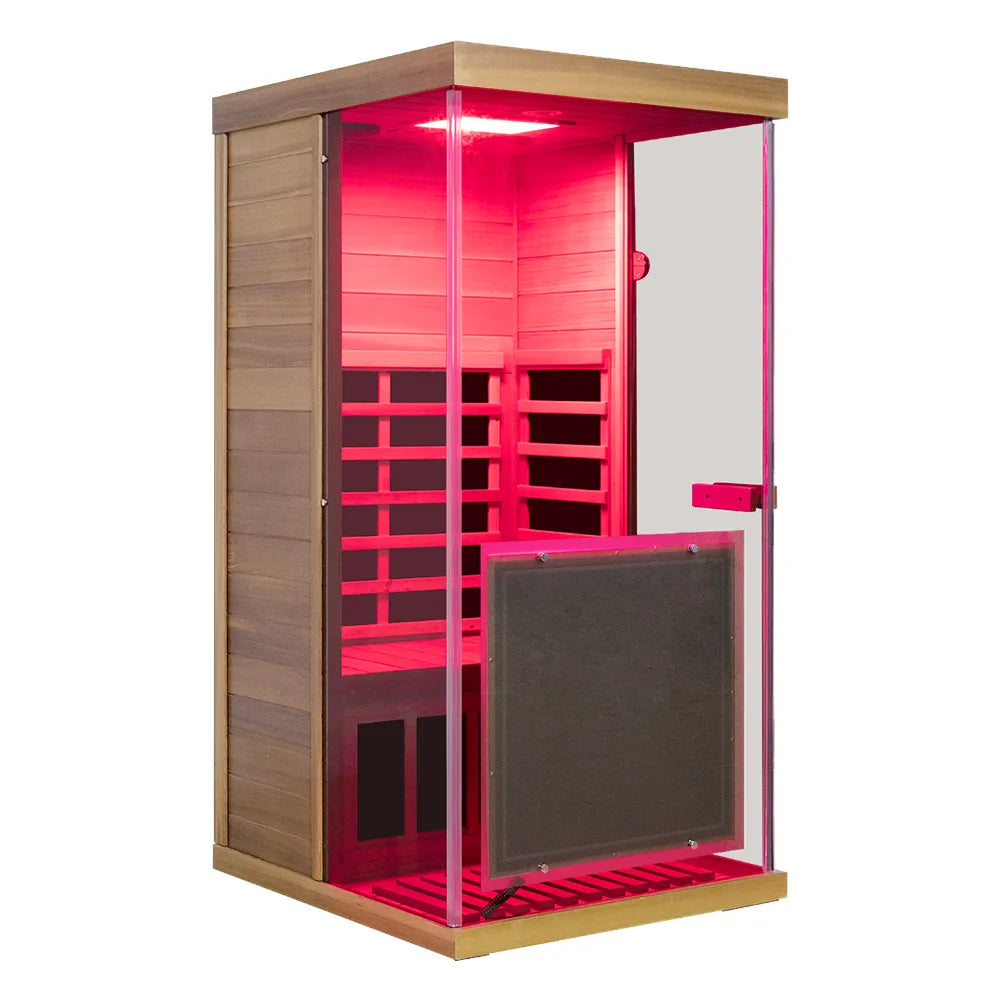 Wizzisauna Mini 1 Person Infrared Sauna 3 Sides Large glass panels