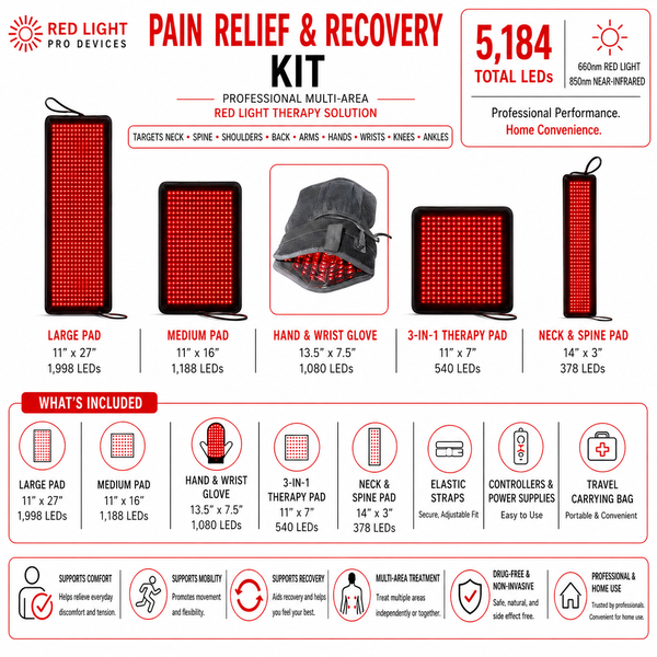 Red Light Pro Devices - Red Light Pain Relief & Recovery Support Kit – 5 Powerful Devices 5,184 Total LEDs