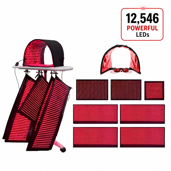 Red Light Pro Devices - Full Body Red Light Therapy System 12,546 LED's in System. Includes 4 Pads 11" X 27", 2 Pads 11' X 16", 1 Face Dome, 1 Chin Pad
