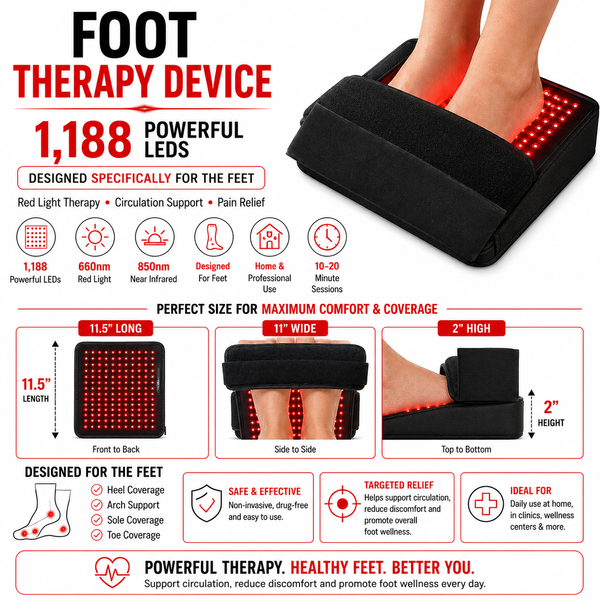 Red Light Pro Devices - Red Light Neuropathy and Circulation Support System for Feet, Calves, Lower Back. 3,456 LEDs in System