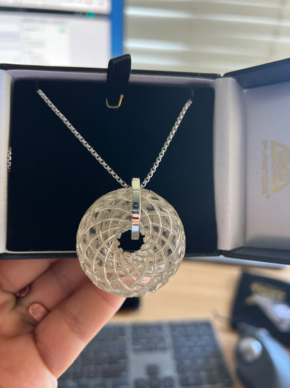 Sacred Ritual Oils - Phenakite Pendant with Sterling Silver Chain | 18K Gold Plated Rodin Vortex Coil Necklace | iTorus iZ