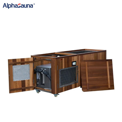 Athenas Decor Cedar Cold Plunge Tub with 1.5HP Chiller — Stainless Steel Ice Bath