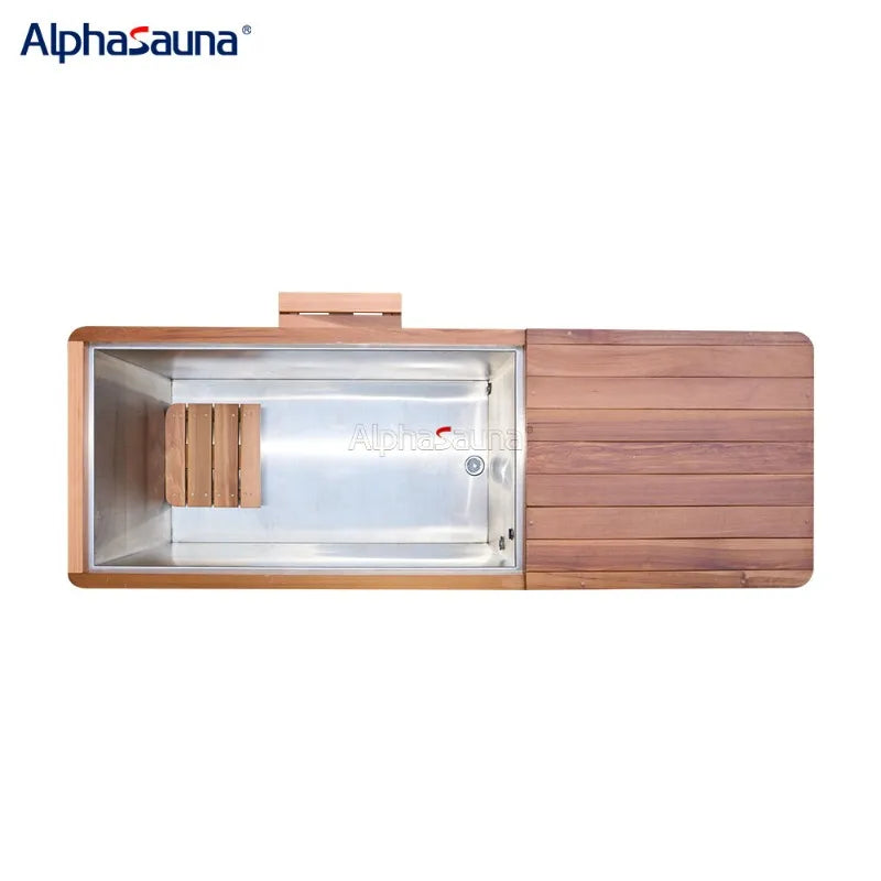 Athenas Decor Cedar Cold Plunge Tub with 1.5HP Chiller — Stainless Steel Ice Bath