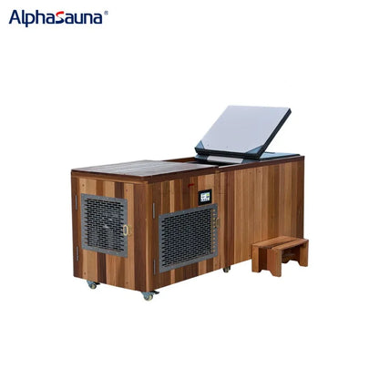 Athenas Decor Cedar Cold Plunge Tub with 1.5HP Chiller — Stainless Steel Ice Bath