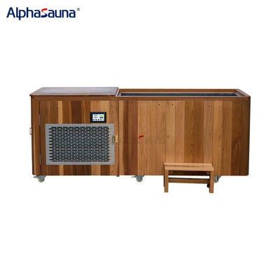 Athenas Decor Cedar Cold Plunge Tub with 1.5HP Chiller — Stainless Steel Ice Bath