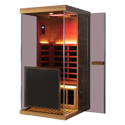 Wizzisauna Mini 1 Person Infrared Sauna 3 Sides Large glass panels