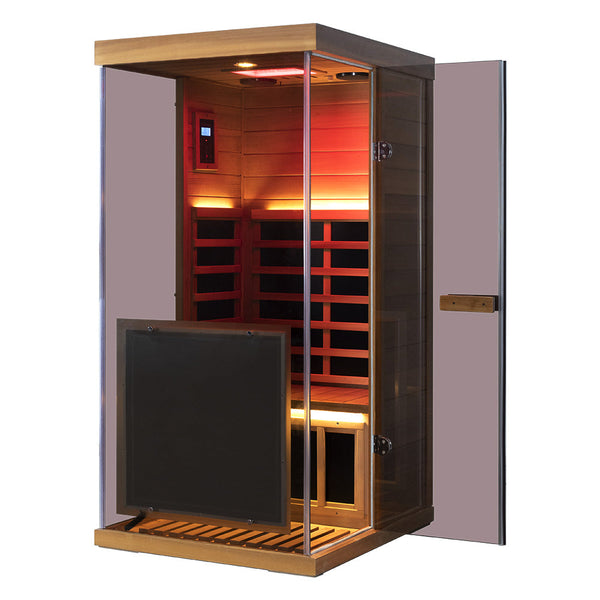 Wizzisauna Mini 1 Person Infrared Sauna 3 Sides Large glass panels