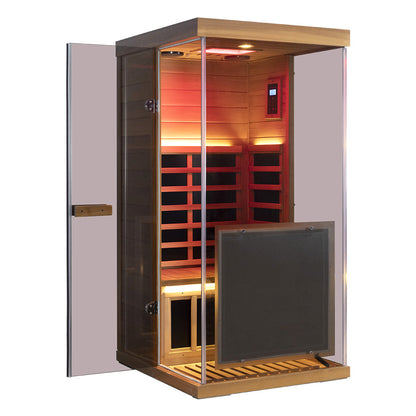 Wizzisauna Mini 1 Person Infrared Sauna 3 Sides Large glass panels