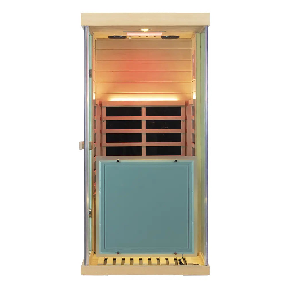 Wizzisauna Mini 1 Person Infrared Sauna 3 Sides Large glass panels