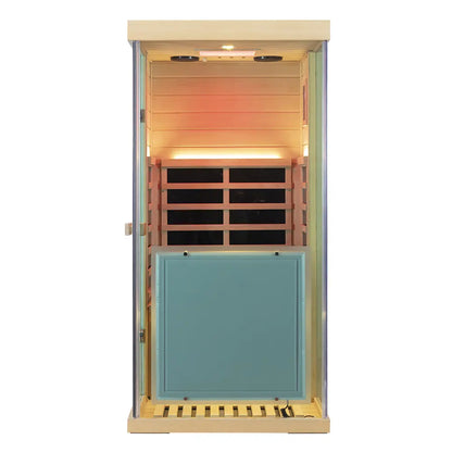 Wizzisauna Mini 1 Person Infrared Sauna 3 Sides Large glass panels